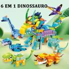 Conjunto Completo de Blocos Triceratops: Brinquedo Educativo de Montagem de Dinossauros 6 em 1