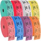 Conjunto completo de ingressos para eventos de rifa, 8 cores, 8 rolos de 2000