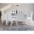 Conjunto Completo Jantar Cozinha Mesa Elástica 6 Cadeiras - Branco