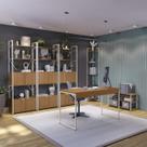 Conjunto Completo para Escritório 6 Peças com Mesa Escrivaninha Linha Industrial Kappesberg