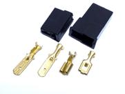 Conjunto conector 02 vias - preto - terminais 6,3mm