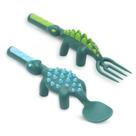 Conjunto construtivo de utensílios para crianças, garfo e colher de dinossauro