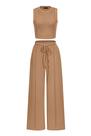 Conjunto Coordenado PRETTYGARDEN Camel 2 Peças Top Cropped e Calça XXL Conjunto Coordenado PRETTYGARDEN Camel 2 Peças Top Cropped e Calça XXL