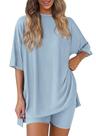 Conjunto Coordenado PRETTYGARDEN Conjunto Lounge de Duas Peças Azul XXL Conjunto Coordenado PRETTYGARDEN Conjunto Lounge de Duas Peças Azul XXL