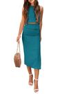 Conjunto Coordenado PRETTYGARDEN Regata e Saia Midi com Fenda L
