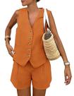 Conjunto Coordenado PRETTYGARDEN Regata Marrom Laranja GG