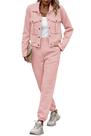 Conjunto Coordenado PRETTYGARDEN Shacket Jaqueta e Calça Moletom Rosa M