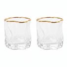 Conjunto Copo de Vidro Borda Dourada Luxuoso 285ML 2 UN
