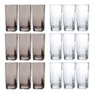 Conjunto Copos de Vidro 320ml 9 Transparente 9 Cinza Texas Agua
