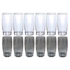 Conjunto Copos de Vidro 370ml 6 Transparente/6 Cinza Florida Conjunto Copos de Vidro 370ml 6 Transparente/6 Cinza Florida