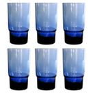 Conjunto Copos De Vidro Azul Moderno Água Bebida 520Ml 6un