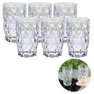 Conjunto Copos Diamante 370ML Resistentes Agua Suco 6 UN