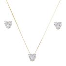 Conjunto Coração Cristal Folheado a Ouro 18k. JCJ016