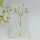 Conjunto Coração Gravatinha Folheado a Ouro 18k 100306