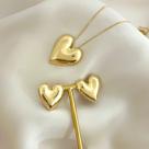 Conjunto Coração Liso Banhado a Ouro