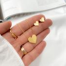 Conjunto Coração Origami Banhado a Ouro 18K