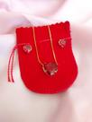 Conjunto Coração Rosa Rubi Folheado a Ouro 18k