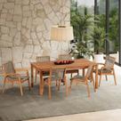 Conjunto Corda 6 Cadeira 1 Mesa 180cm - Varanda Coberta/Área Gourmet Traço Marrom/Stain Jatobá/Rami