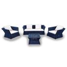 Conjunto Corda Náutica Viena - 1 Sofá 2L + 2 Poltronas + Mesa Centro - Tecido Duna Cru