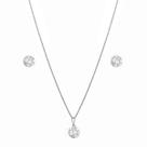 Conjunto Cordão Corrente Colar 50cm Brinco Ponto Luz Feminino Prata 925