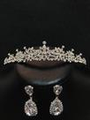 Conjunto Coroa e Brincos Strass Prata Noivas Debutantes Tb25
