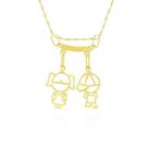 Conjunto Corrente 45cm Pingente Filhos Canga Casal Ouro 18k 750
