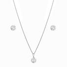 Conjunto Corrente Colar Brinco Ponto Luz Feminino Prata 925