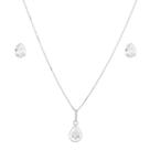 Conjunto Corrente Cordão Colar Veneziana 50cm Gota Brinco De Prata 925