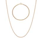 Conjunto Corrente E Pulseira Cordão Baiano Tricolor De Ouro 18k