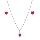 Conjunto Corrente Gargantilha Colar Feminino Brinco Ponto Luz Coração De Prata 925