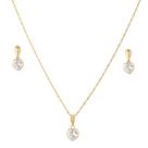 Conjunto Corrente Pingente E Brinco Coração De Ouro 18k 750