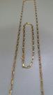 Conjunto Corrente + Pulseira Elo Quadrado Oco Ouro 18k 750