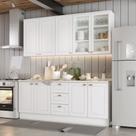 Conjunto Cozinha Compacta 4 Peças com Portas de Vidro 100% MDF 200cm Americana Conjunto Cozinha Compacta 4 Peças com Portas de Vidro 100% MDF 200cm Americana