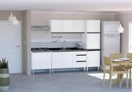 Conjunto Cozinha Completo Aço 2.00 mt - Gabinete - Aéreo - Paneleiro - Balcão Cooktop C/Tampo - Gaia - Cozimax