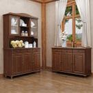 Conjunto Cozinha Rubi Café Cristaleira 5 Portas e Vidro, Balcão 3 Portas Madeira Maciça Pinus - Finestra