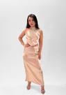 Conjunto Creme Cropped Saia comprida toque de seda