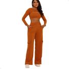 Conjunto Crepe Scuba Calça e Cropped Manga Longa Cargo.