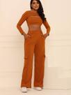 Conjunto Crepe Scuba com Calça e Blusa Cropped Manga Longa Cargo. Conjunto Crepe Scuba com Calça e Blusa Cropped Manga Longa Cargo.