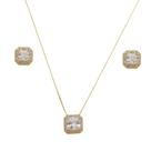 Conjunto Cristal com Zircônias. Folheado a Ouro 18k CJC021