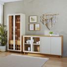 Conjunto Cristaleira 2 Portas de Vidro Guanabara com Led e Buffet Sala de Jantar 4 Portas Vitória