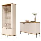 Conjunto Cristaleira e Aparador Buffet Tucupí com 3 Portas