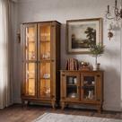 Conjunto Cristaleira Requinte e Buffet Imperial 2 Portas em Madeira com Vidro - Castanho