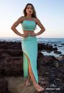 Conjunto cropped + aia maxi mi verde c/ fio de lurex prata p
