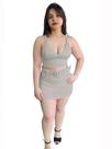 Conjunto Cropped Alcinha Short Saia Com Cinto Modinha Blogueira