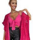 Conjunto Cropped Bojo Kimono Estampado Viscose Feminino