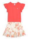 Conjunto Cropped Brandili 36230 Infantil Saia Shorts Estampado Algodão T. 04/10