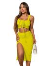 Conjunto Cropped Com Amarração E Saia Midi Com Fenda R120 Conjunto Cropped Com Amarração E Saia Midi Com Fenda R120