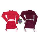 Conjunto Cropped Com Bojo Manga Longa Gola Alta + Saia