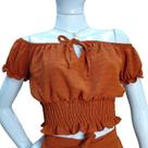 Conjunto Cropped com saia longa de babado