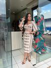 Conjunto Cropped com saia midi